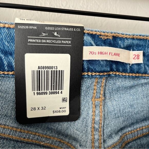 Levi’s 70’s high rise flare jeans 28 NEW - Picture 9 of 9